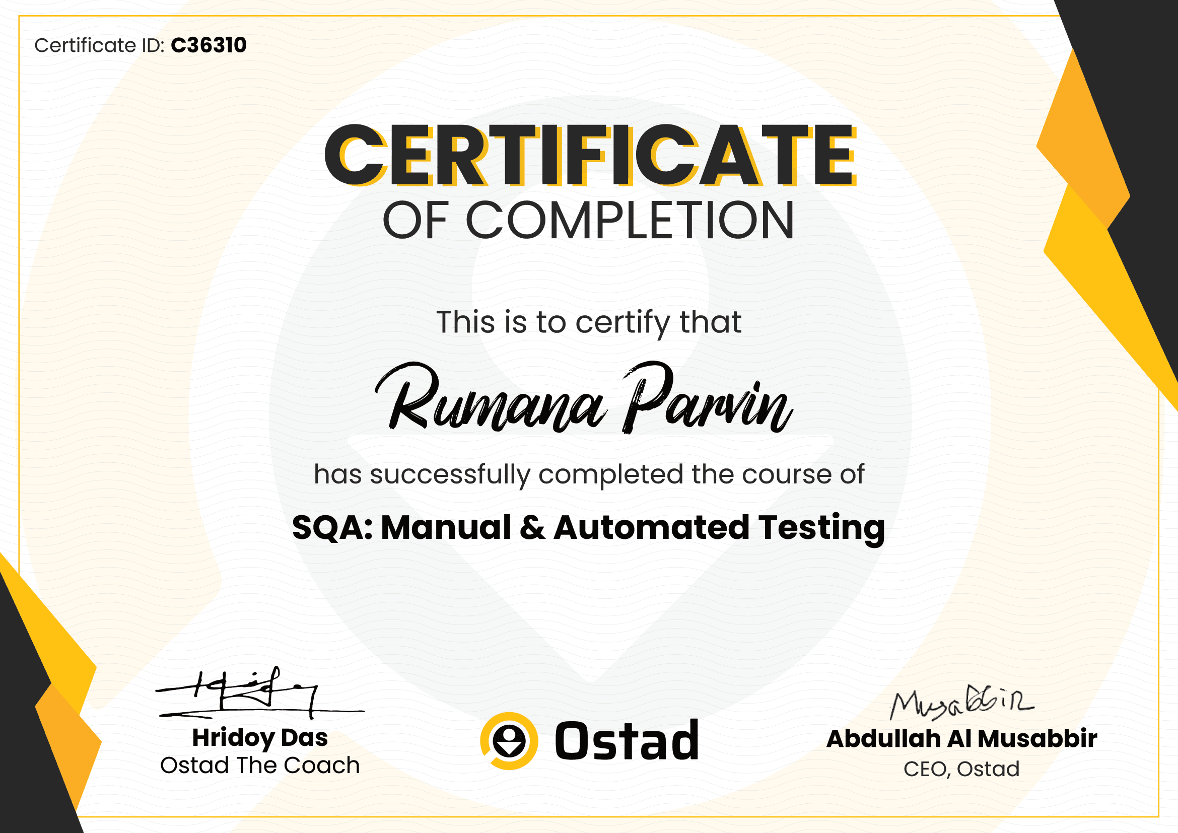 SQA : Manual & Automated Testing